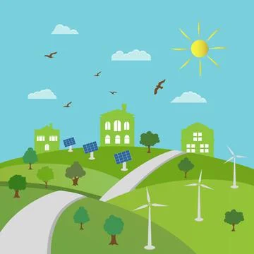 Ecology concept and environment conservation. Nature landscape. Ilustración de archivo