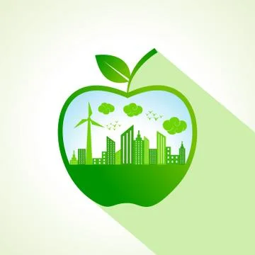 Ecology concept with apple stock vector Stock Illustration