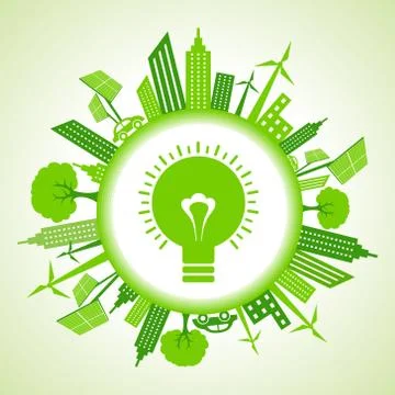 Ecology concept with bulb Stock Illustration
