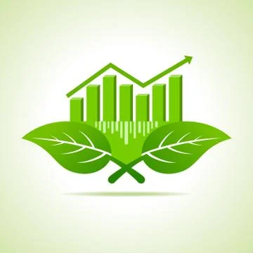 Ecology Concept - business graph with leaf Stock Illustration