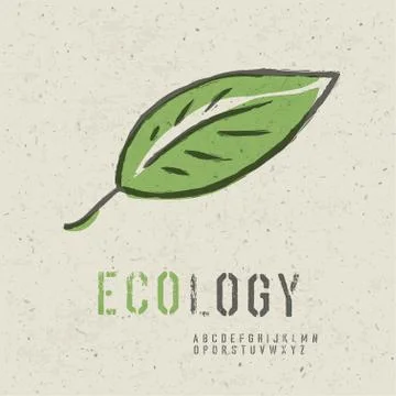 Ecology concept collection. include green leaf image, seamless reuse paper te Stock Illustration