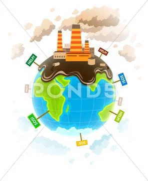 Ecology concept with dirty planet ecocatastrophe Stock Illustration