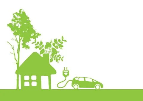 Ecology concept with eco car vector illustration Stock Illustration