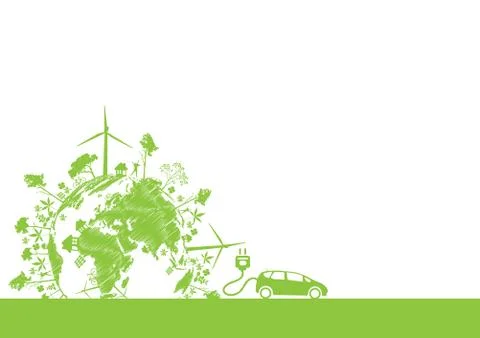 Ecology concept with eco car vector illustration Illustrazione stock