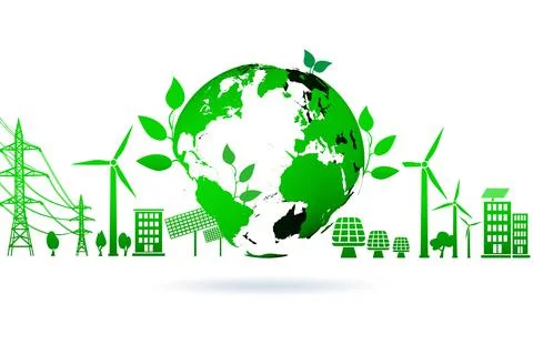 Ecology concept with ecological elements Illustrazione stock