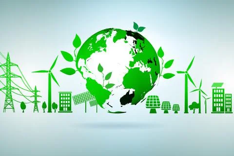 Ecology concept with ecological elements Illustrazione stock