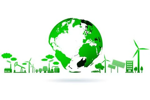 Ecology concept with ecological elements Illustrazione stock