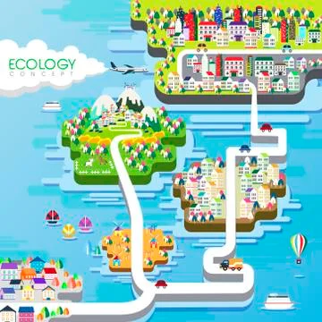 Ecology concept flat design Stock Illustration