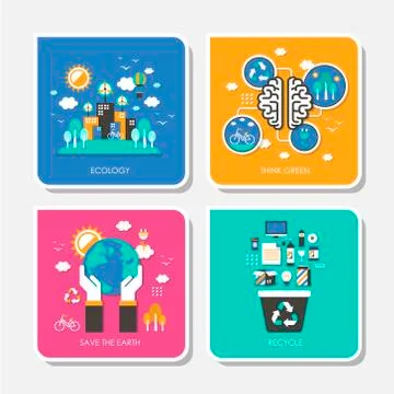 Ecology concept in flat design  Stock Illustration