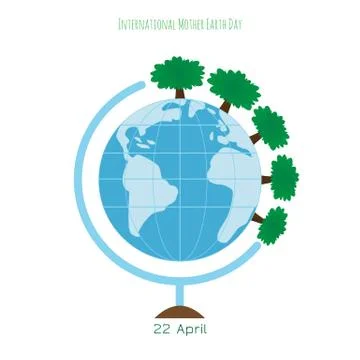 Ecology concept with globe and trees. Stock Illustration