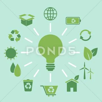 Ecology concept idea in flat style Stock Illustration