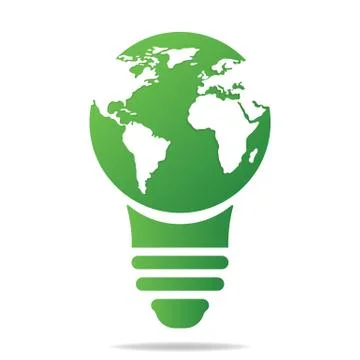 Ecology concept with light bulb and earth. Save energy icon sign symbol. Recy Stock Illustration
