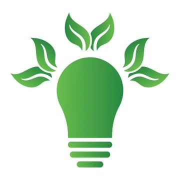 Ecology concept with light bulb and leaves. Save energy icon sign symbol. Rec Stock Illustration