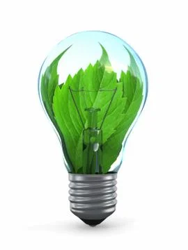 Ecology concept. light bulb with leaf Stock Illustration