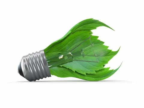 Ecology concept. light bulb with leaf Stock Illustration