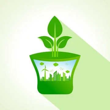 Ecology concept with pot stock vector Stock Illustration
