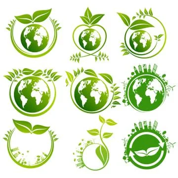 Ecology concept. save world set Stock Illustration