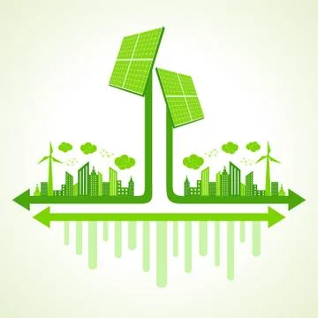 Ecology concept solar panel illustration Stock Illustration