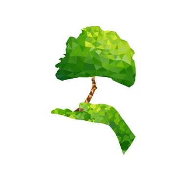 Ecology concept tree and hand geometric Stock Illustration