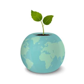 Ecology concept. Vector background with sprout in a flower-pot, isolated Stock Illustration