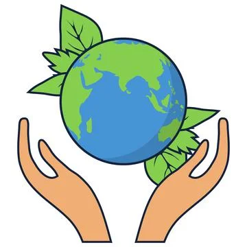 Ecology concept vector illustration human hands holding green planet Earth 스톡 일러스트