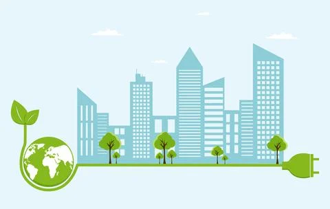 Ecology concept,the world is in the energy saving light bulb green Stock Illustration