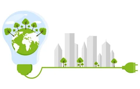 Ecology concept,the world is in the energy saving light bulb green Stock Illustration