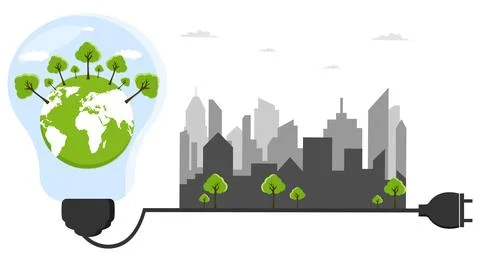 Ecology concept,the world is in the energy saving light bulb green Stock Illustration