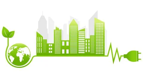 Ecology concept,the world is in the energy saving light bulb green Stock Illustration