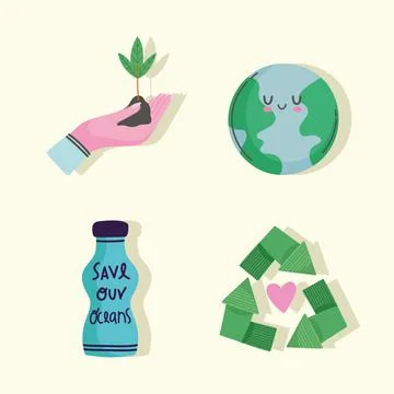Ecology conscience icons Stock Illustration