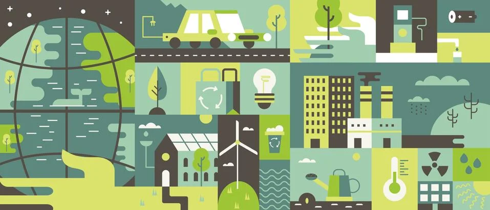 Ecology design background flat Stock Illustration