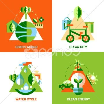 Ecology Design Concept Set Stock Illustration