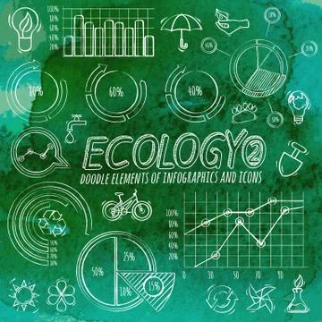 Ecology Doodle Infographic Elements Stock Illustration