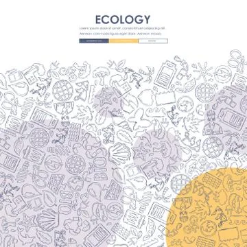 Ecology Doodle Website Template Design Stock Illustration