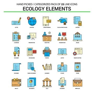 Ecology Elements Flat Line Icon Set - Business Concept Icons Design Illustrazione stock