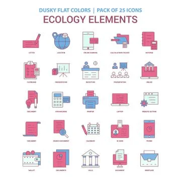 Ecology Elements icon Dusky Flat color - Vintage 25 Icon Pack Illustrazione stock