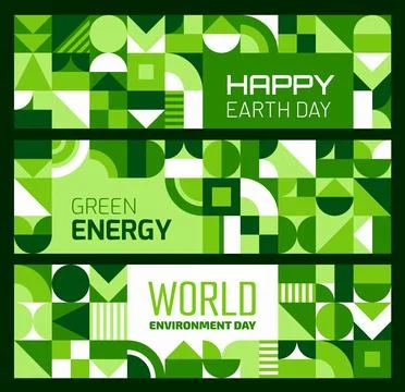 Ecology environment banners with geometric pattern イラスト素材