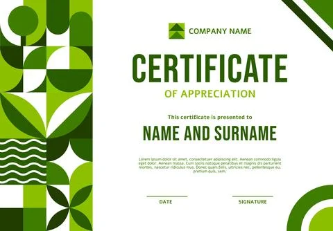 Ecology environment certificate of appreciation Stock Illustration