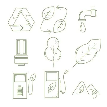 Ecology environment icon resources bundle set with line doodle style for ec.. Stock Illustration