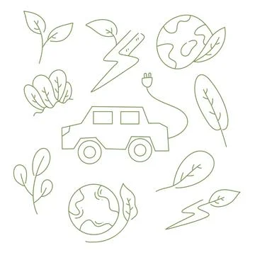 Ecology environment icon resources bundle set with line doodle style for ec.. Stock Illustration