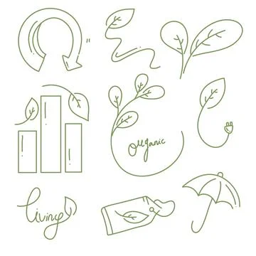 Ecology environment icon resources bundle set with line doodle style for ec.. Stock Illustration