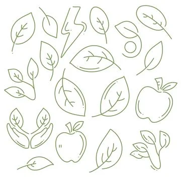 Ecology environment icon resources bundle set with line doodle style for ec.. Illustrazione stock