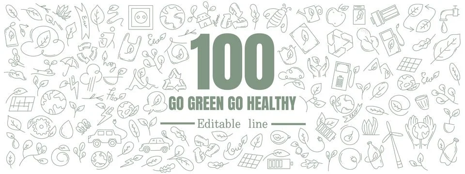 Ecology environment icon resources bundle set with line doodle style for ec.. 스톡 일러스트