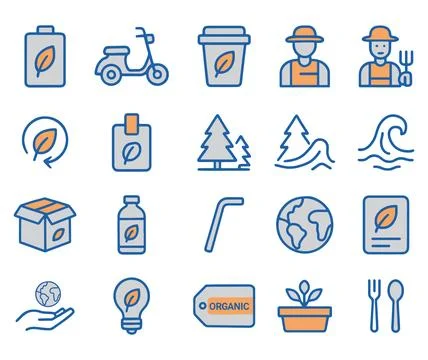 Ecology Environment Icons Set Vector Eco Friendly Save Earth Resources Stock Illustration