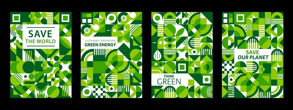 Ecology environment posters with Bauhaus pattern イラスト素材