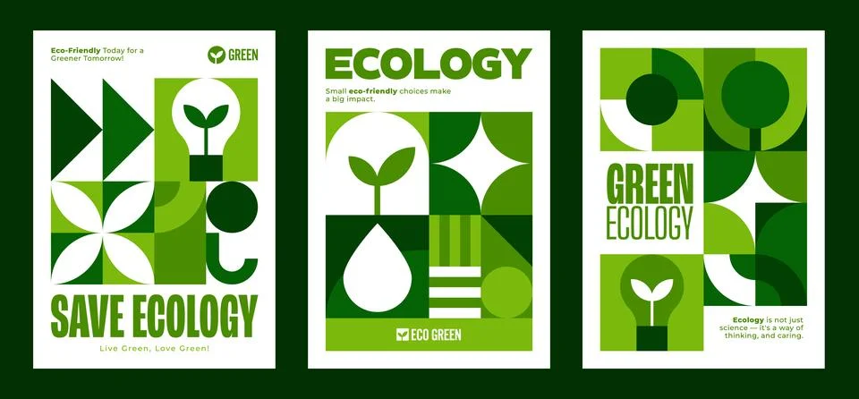 Ecology, environment posters with Bauhaus pattern イラスト素材