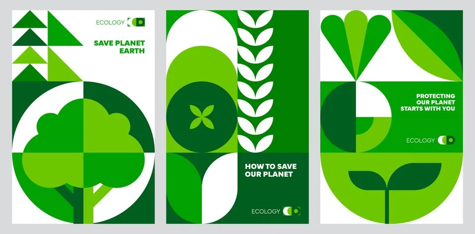 Ecology environment posters with geometric pattern Stock-Illustration