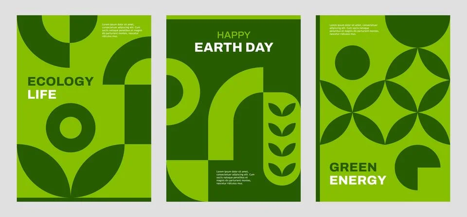 Ecology environment posters with green pattern Illustrazione stock