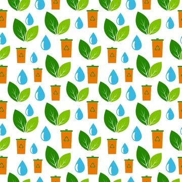 Ecology, environment protection. Seamless pattern for wrapping paper, wallp.. Stock Illustration