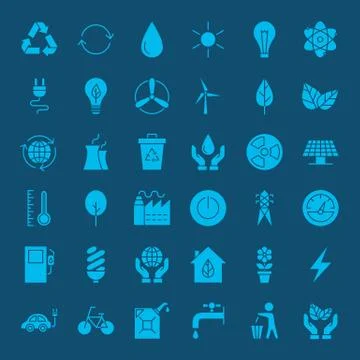 Ecology Environment Solid Web Icons Stock Illustration